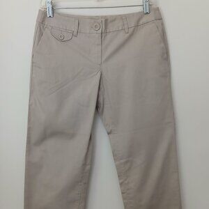 'Modern' Khaki Lightweight 100%Cotton Mid Length Wide Leg Capri Pant NWT Sz 2P